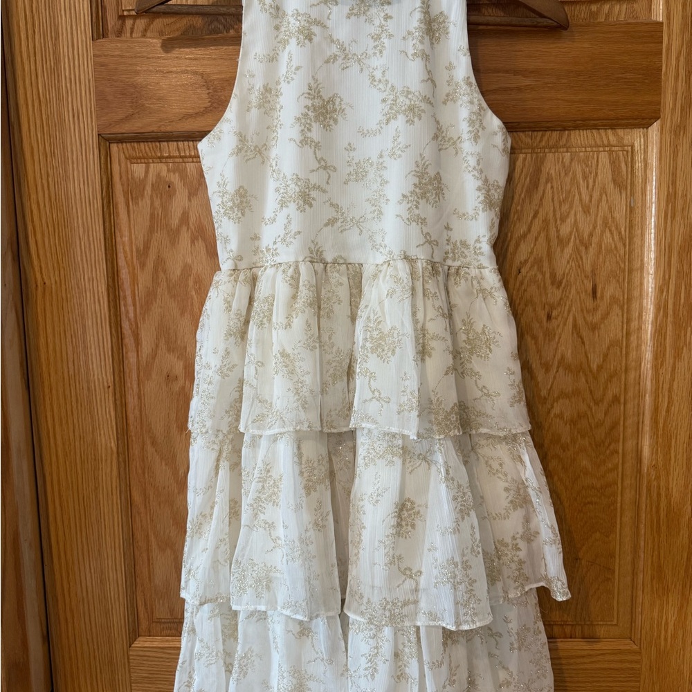 Janie and Jack Cream and Gold Floral Dress